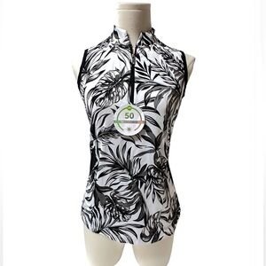 Tail Women's XS Sleeveless Tropical Athletic Golf Top black‎ & White (2079)